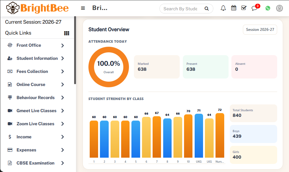 BrightBee admin dashboard
